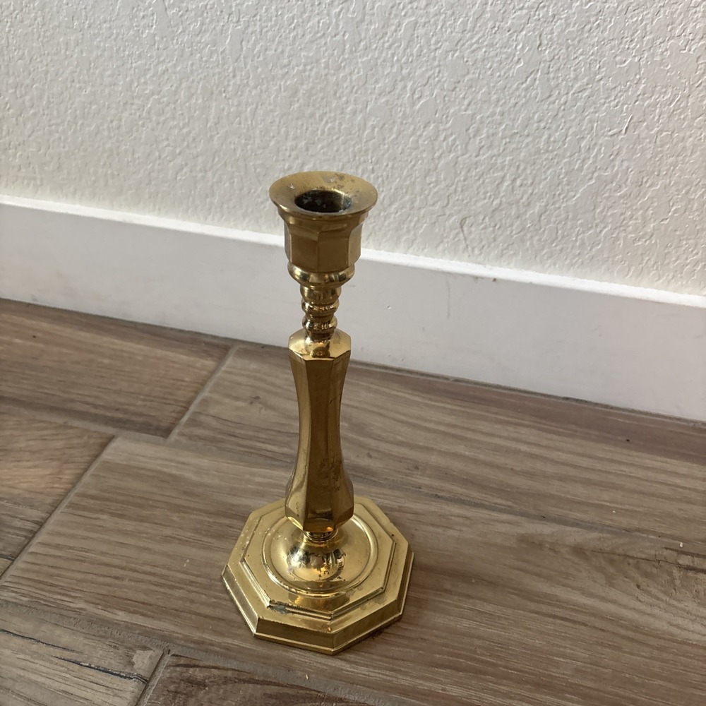 Valsan Vintage Brass Candle Holder Made in Portugal 9.75 Inch Gold Taper Holder